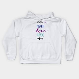 Coffee Teach Love Grade Repeat - Aesthetic Teacher Kids Hoodie